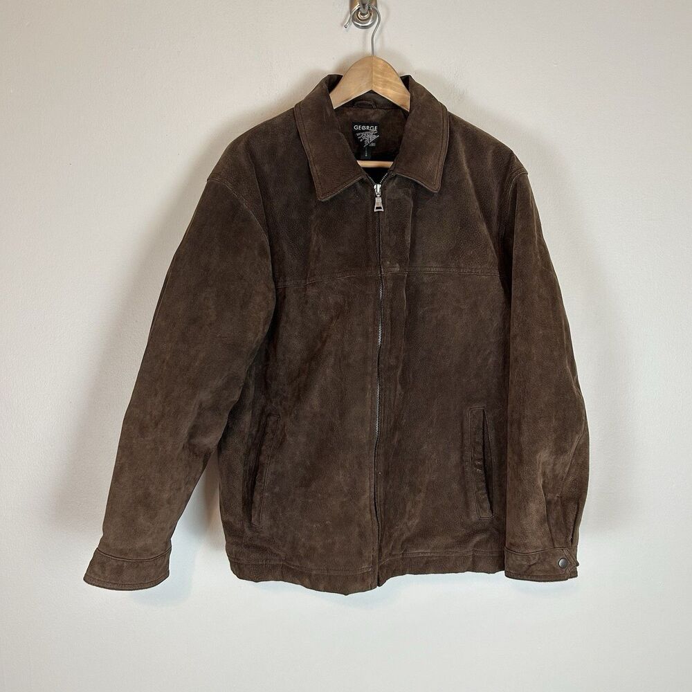 Kara George Vintage Brown Suede Bomber Flight Jacket Full Zipp Soft Leather L
